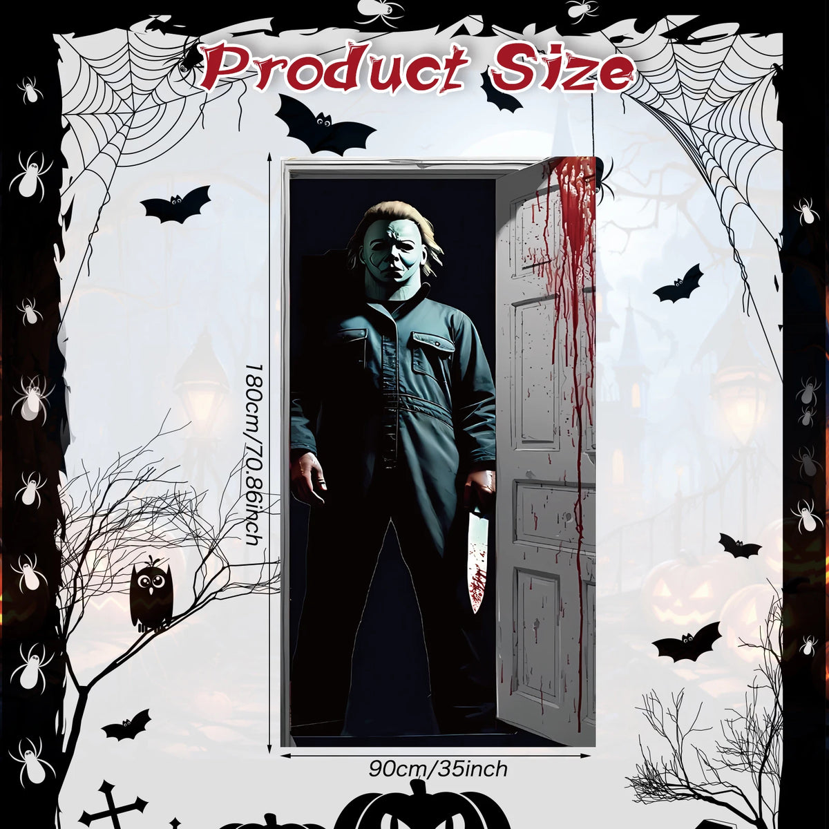 Scary Halloween Door Cover — Horror Movie Character Door Banner