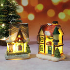 LED Christmas Village House Miniature – Glowing Resin Holiday Decoration