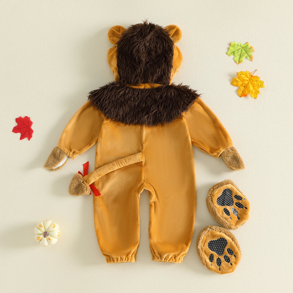 Baby Lion Costume – Furry Plush Jumpsuit for Boys & Girls