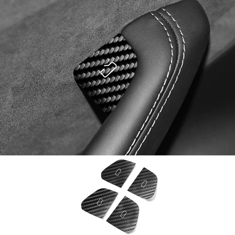 Carbon Fiber Door Switch Button Anti-Scratch Trim for Tesla Model 3 (2024+) & Model Y (2025+)