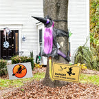 Halloween Crashing Witch Into Tree Outdoor Decoration