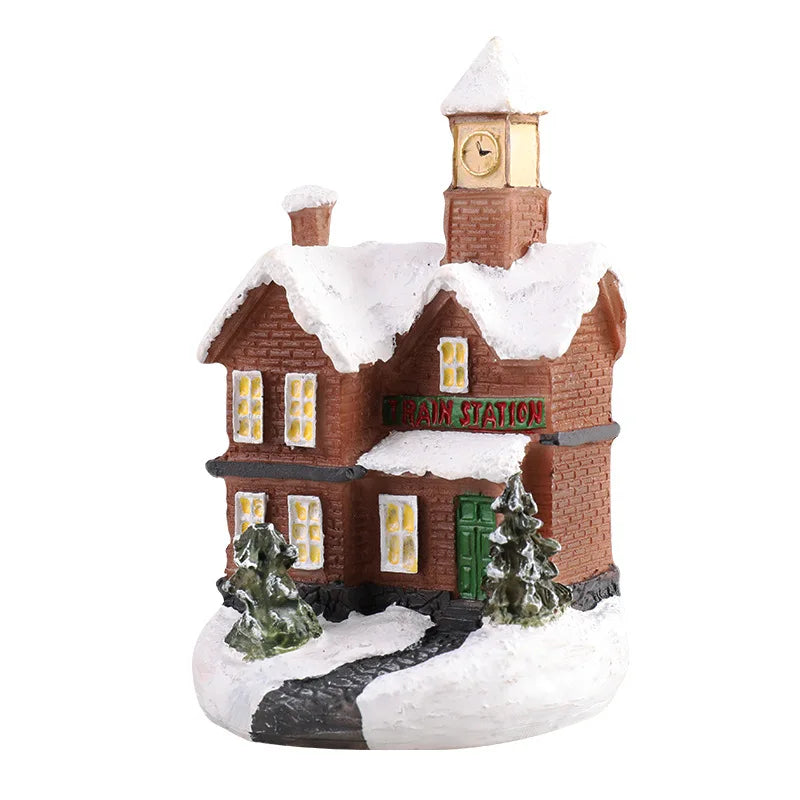 LED Christmas Village House Miniature – Glowing Resin Holiday Decoration
