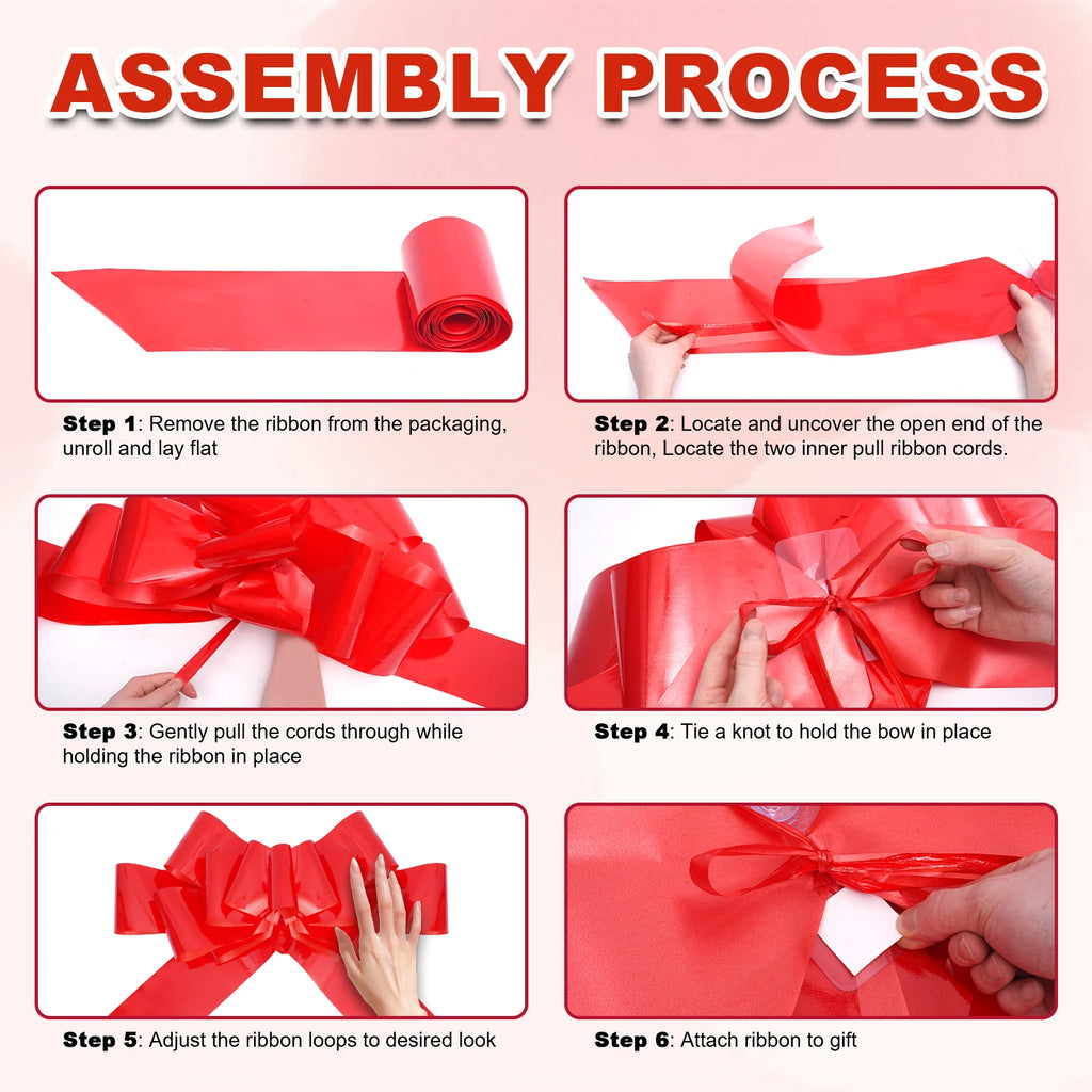 Giant Red Car Bow – 30" Gloss Pull Bow for Cars, Christmas Trees & Party Decor