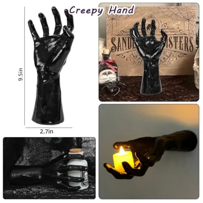 Gothic Wall-Mounted Creepy Hands — Life-Size Horror Candle Holder