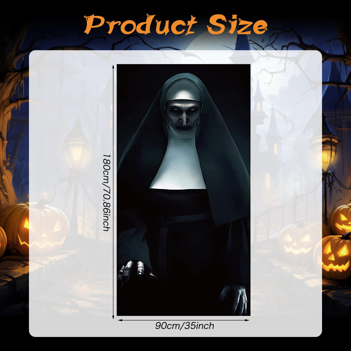 Halloween Nun Door Cover — Terror Ghost Door Banner Decoration