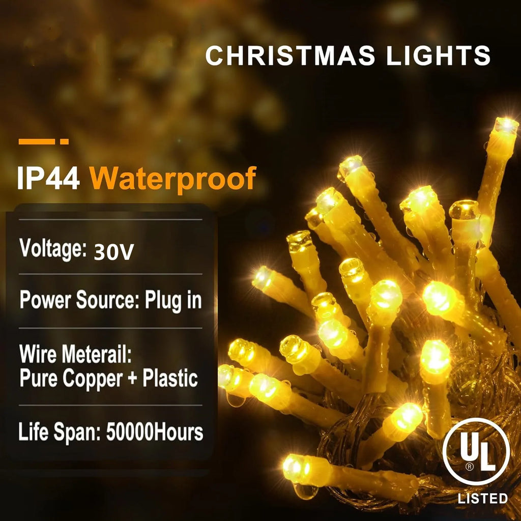 LED Icicle Curtain Lights – Warm White + Cool White Twinkling Outdoor Christmas Festoon Lights