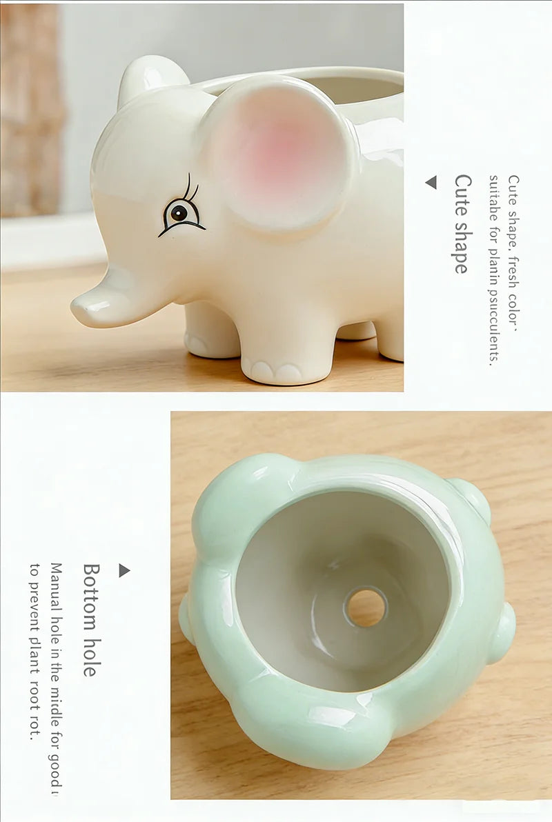 Cute Animal Ceramic Succulent Planter – Balcony & Desktop Home Decor