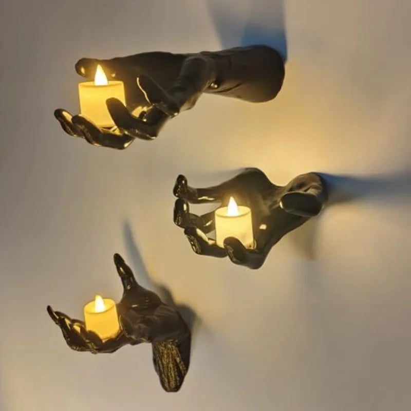 Gothic Wall-Mounted Creepy Hands — Life-Size Horror Candle Holder