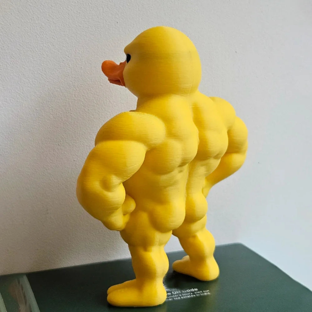 Muscle Duck Statue – Whimsical 3D Figurine for Desk, Shelf & Home Decor