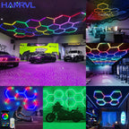 Dimmable Hexagon LED Ceiling Lights – RGB & Multi-Color, Garage/Gym/Gaming