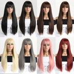 26-Inch Long Straight Colored Wig — Synthetic Fashion Wig for Cosplay, Halloween & Daily Wear