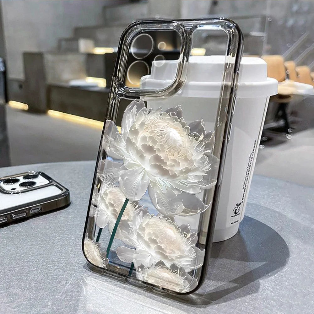 Flower Phone Case For iPhone 17 16 18 13 11 14 12 15 Pro Max Air 16e 7 Plus SE Shockproof Transparent Cover Silicone