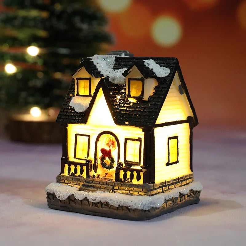 LED Christmas Village House Miniature – Glowing Resin Holiday Decoration