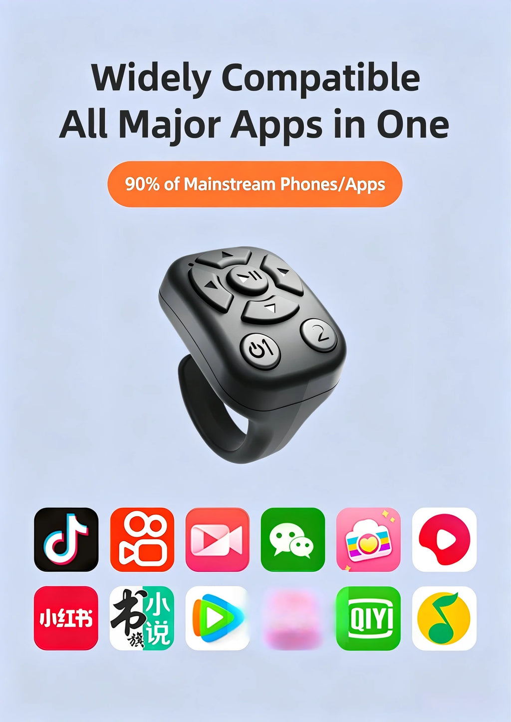 Bluetooth Scrolling Ring Remote – Page Turner & Camera Shutter Controller