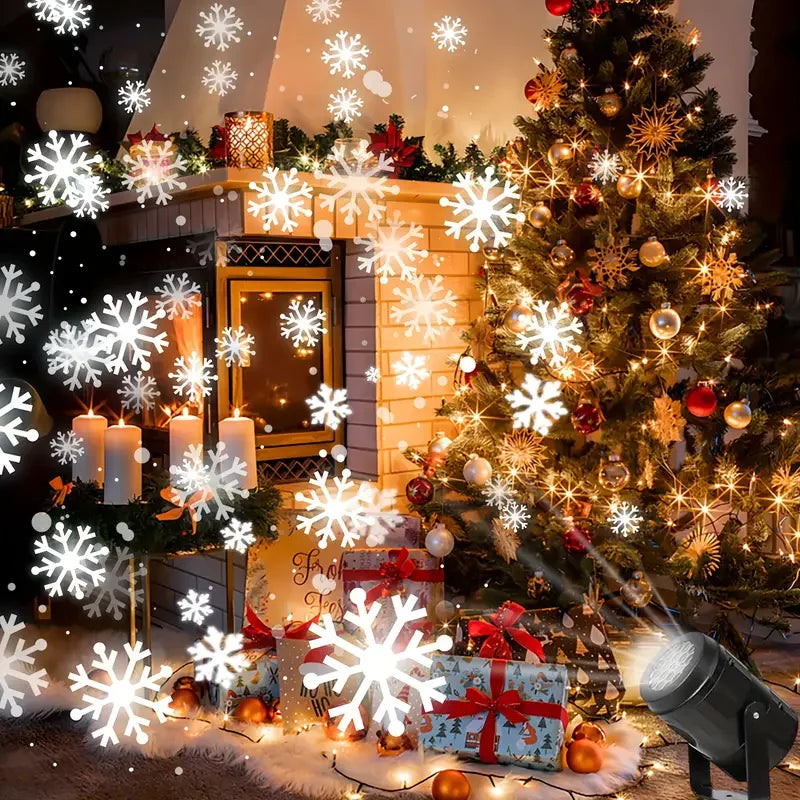 Snowflake Projector Light – USB Rotating Indoor & Outdoor Christmas Decoration