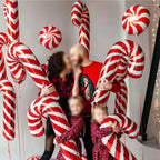 Christmas Candy Cane Foil Balloons – 5-Pack Giant Red & White Holiday Party Balloons