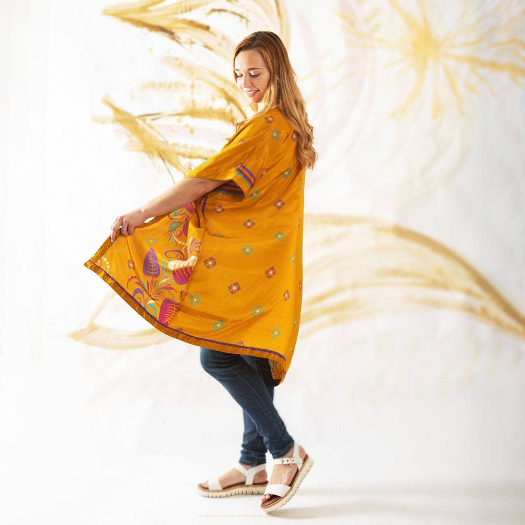 Amara Short Sari Duster – Recycled, Flowy & Eco-Friendly