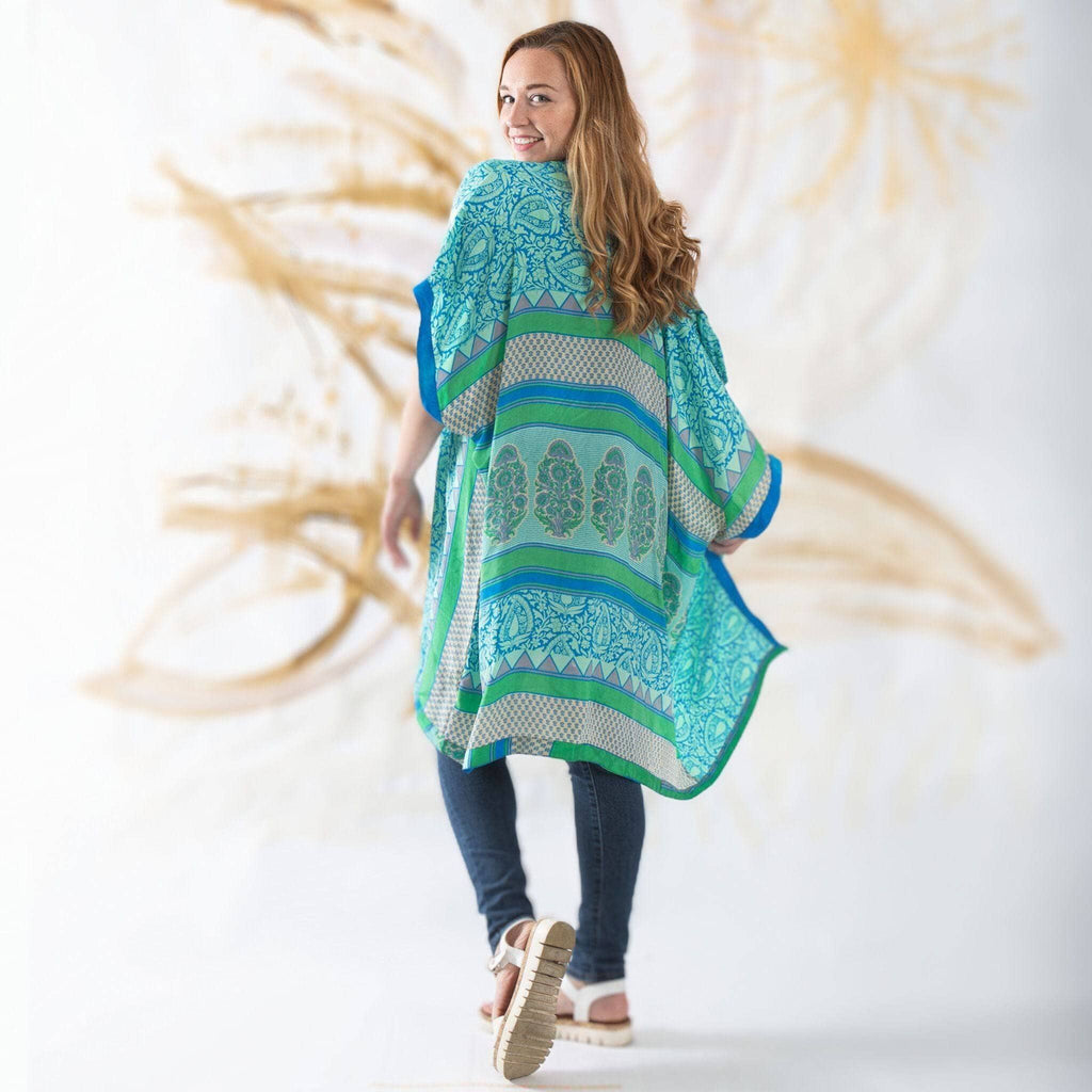 Amara Short Sari Duster – Recycled, Flowy & Eco-Friendly