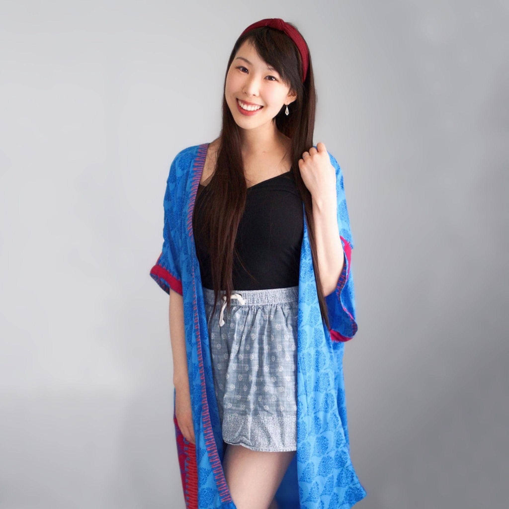 Amara Short Sari Duster – Recycled, Flowy & Eco-Friendly