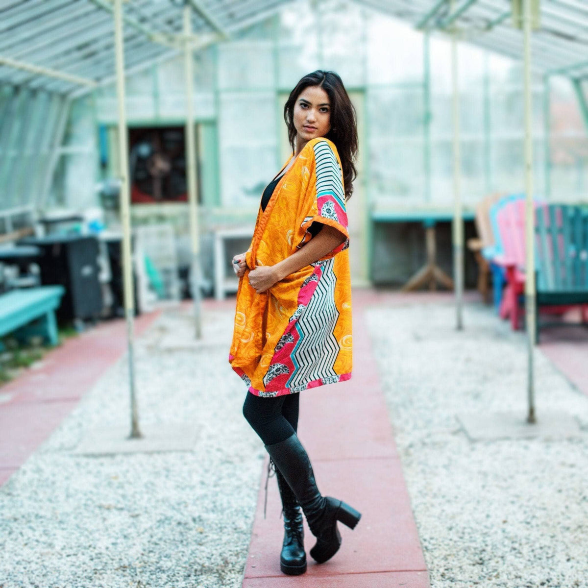 Amara Short Sari Duster – Recycled, Flowy & Eco-Friendly
