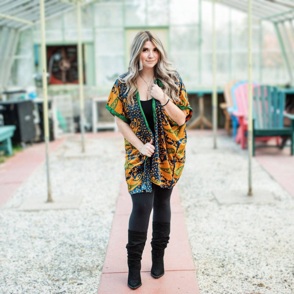 Amara Short Sari Duster – Recycled, Flowy & Eco-Friendly